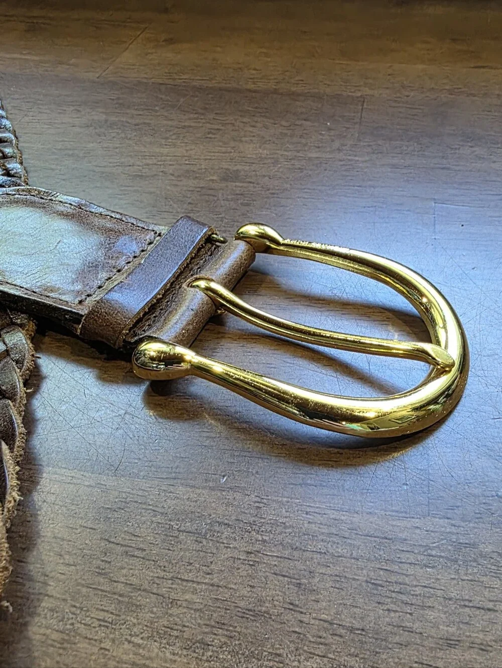 Michael Kors Braided Brown Belt with Gold Buckle Size Small